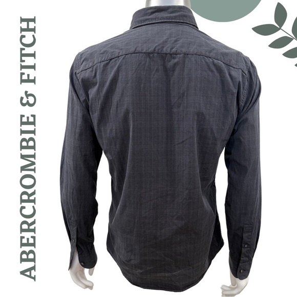 🛍️3/$40 Abercrombie & Fitch Men’s Charcoal Button-Up Shirt Super Slim Fit Medium - Picture 4 of 6